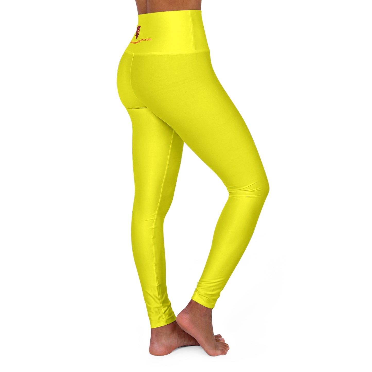 High-Waisted Yoga Leggings – Bright Yellow Performance Leggings with Small Butterfly Logo