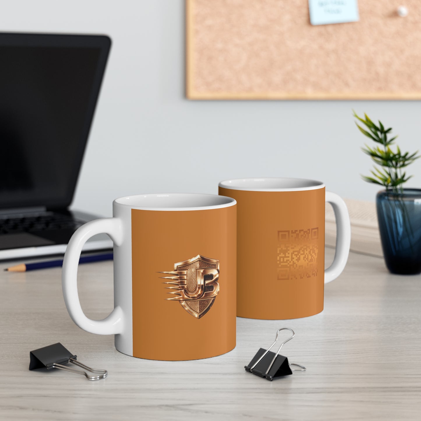 Bronze Speed Shield Mug — Retro Racing Emblem 11oz Ceramic Coffee Cup