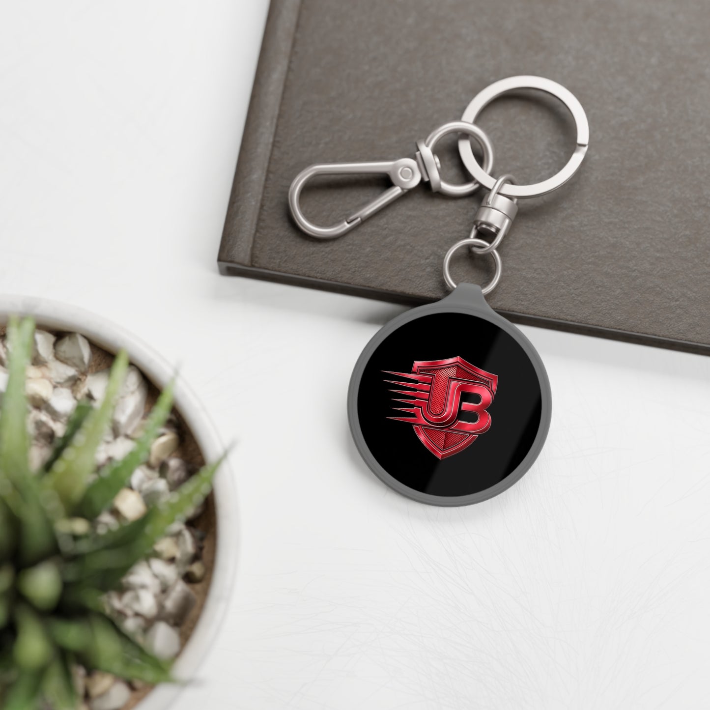 Red Shield JB Logo Keyring Tag — Racing Emblem Keychain