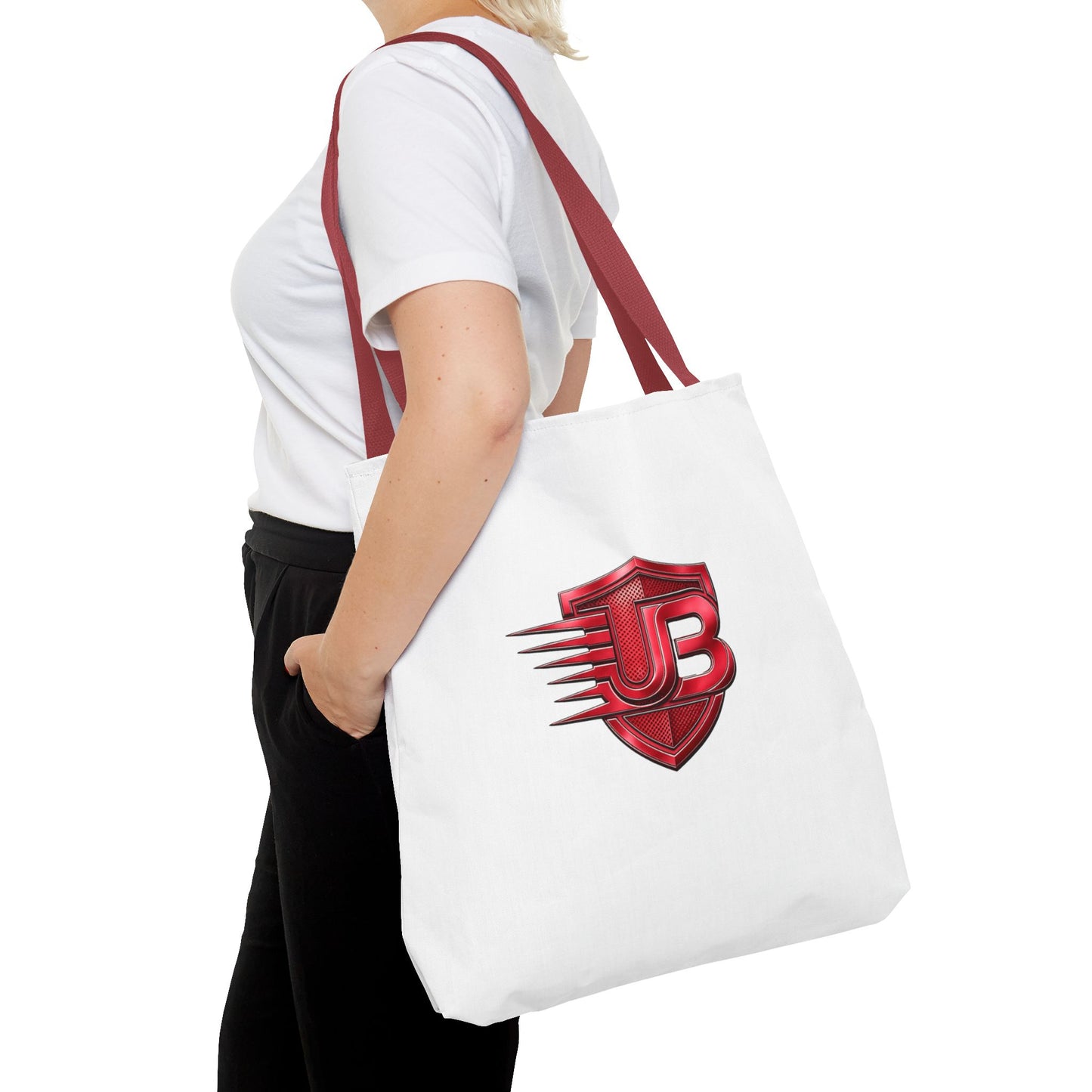 Red Shield JB Logo Tote Bag — Branded Lightweight Cotton Carryall