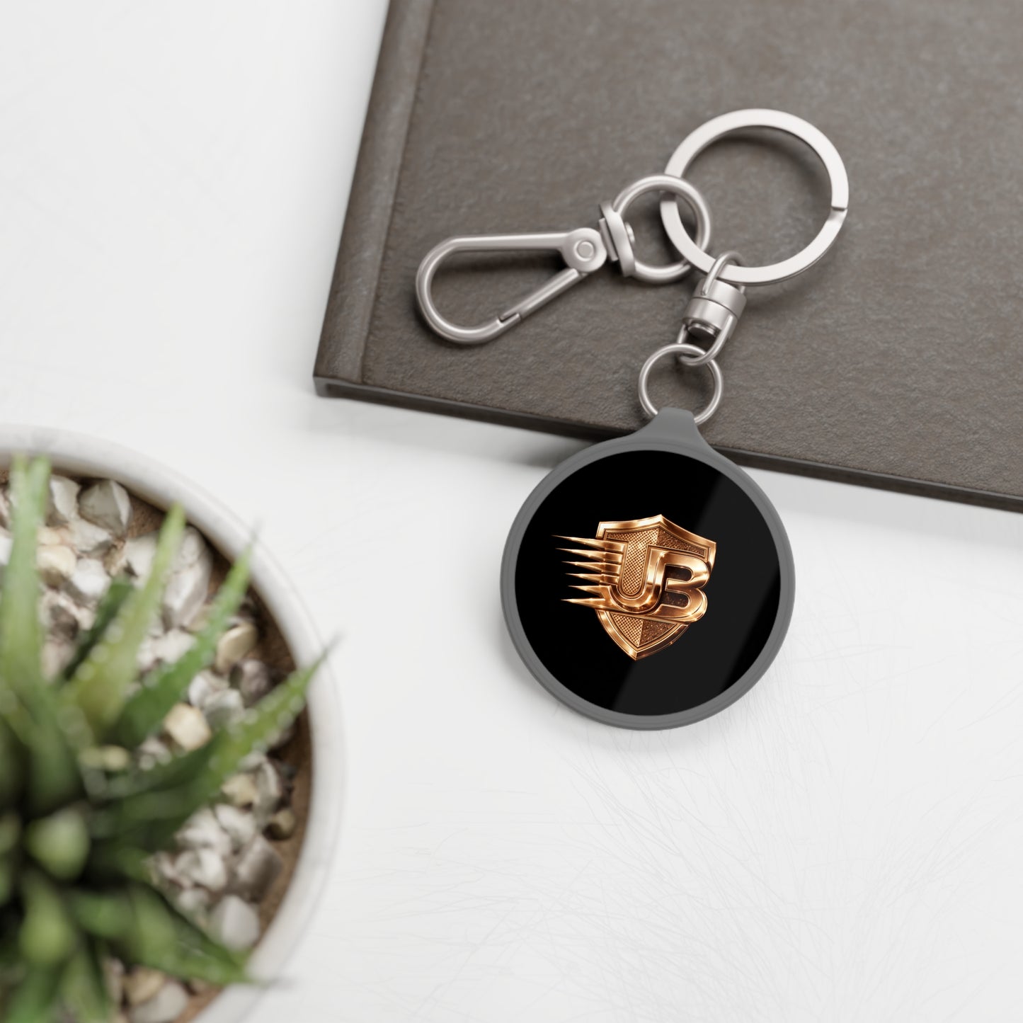 Metallic UB Shield Keyring Tag — Personalized Monogram Keychain