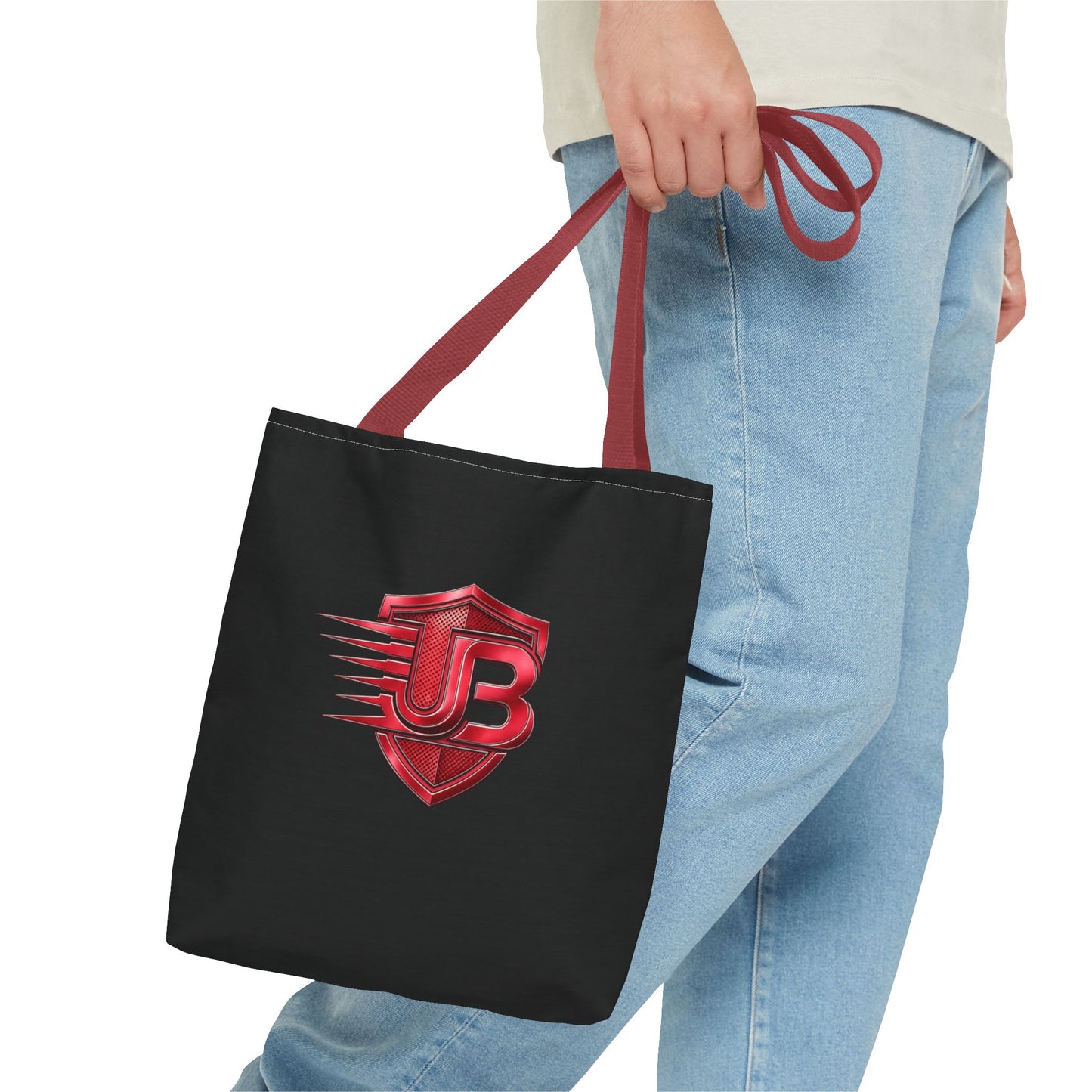 Speed Shield Logo Tote Bag — Black & Red Branded AOP Tote