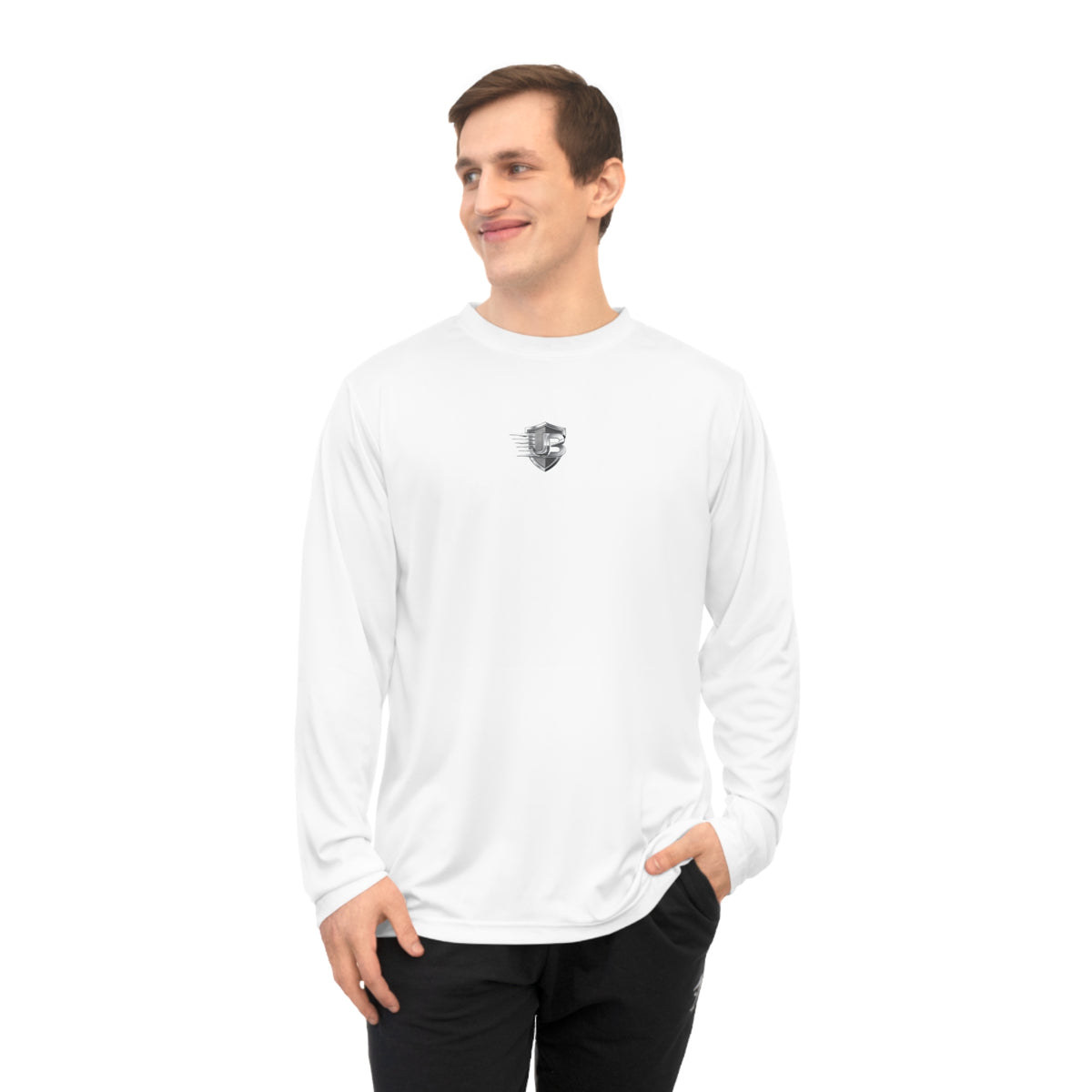Performance Long Sleeve Shirt — Ultimate Body Blueprint Logo & QR Tech Tee