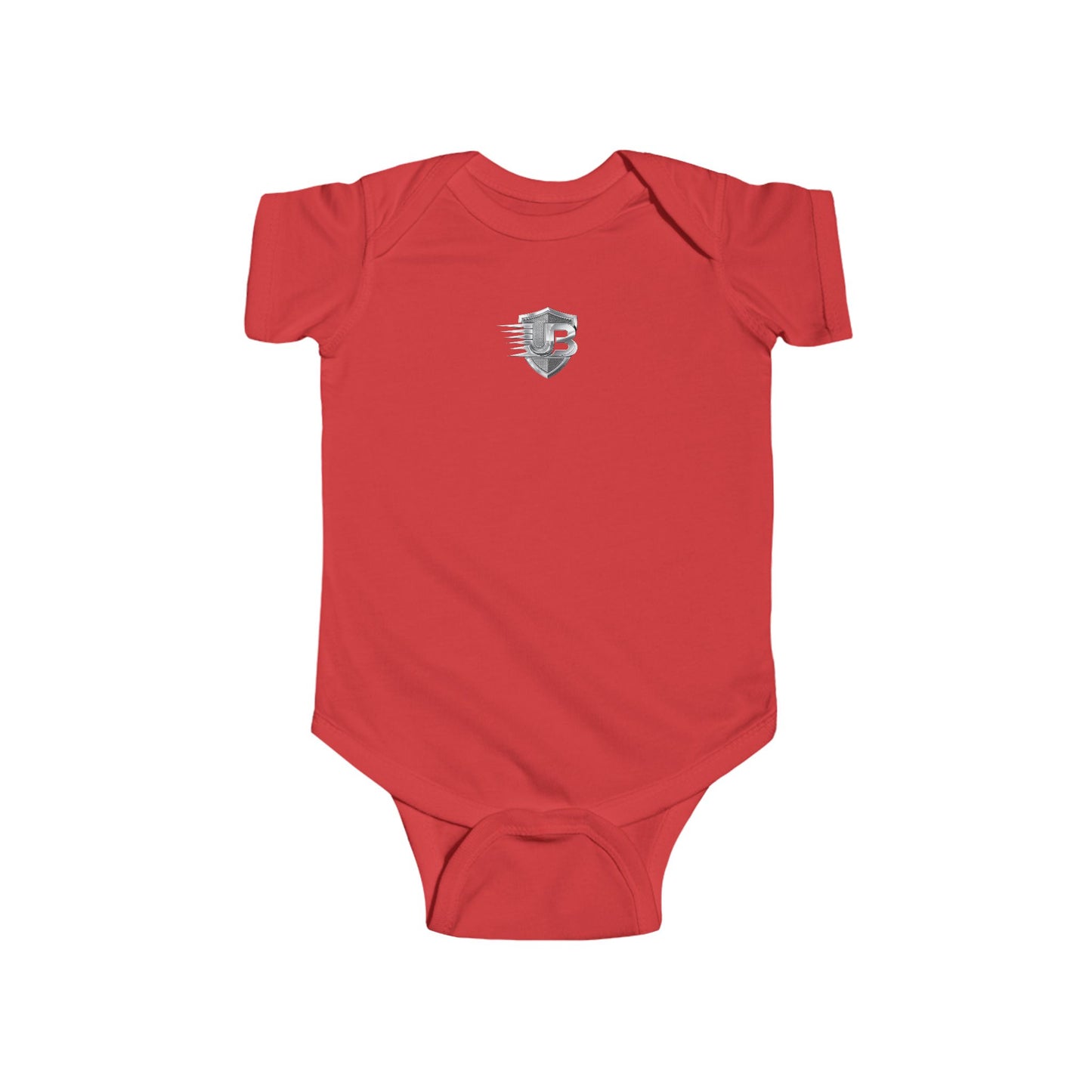 Infant Bodysuit — Red Baby Onesie with Heart & QR Back Print, "Ultimate Baby"