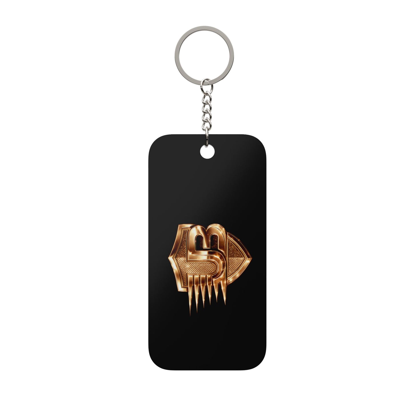 Metallic Gold Crest Keychain Charm — Double-Sided Decorative Keyring