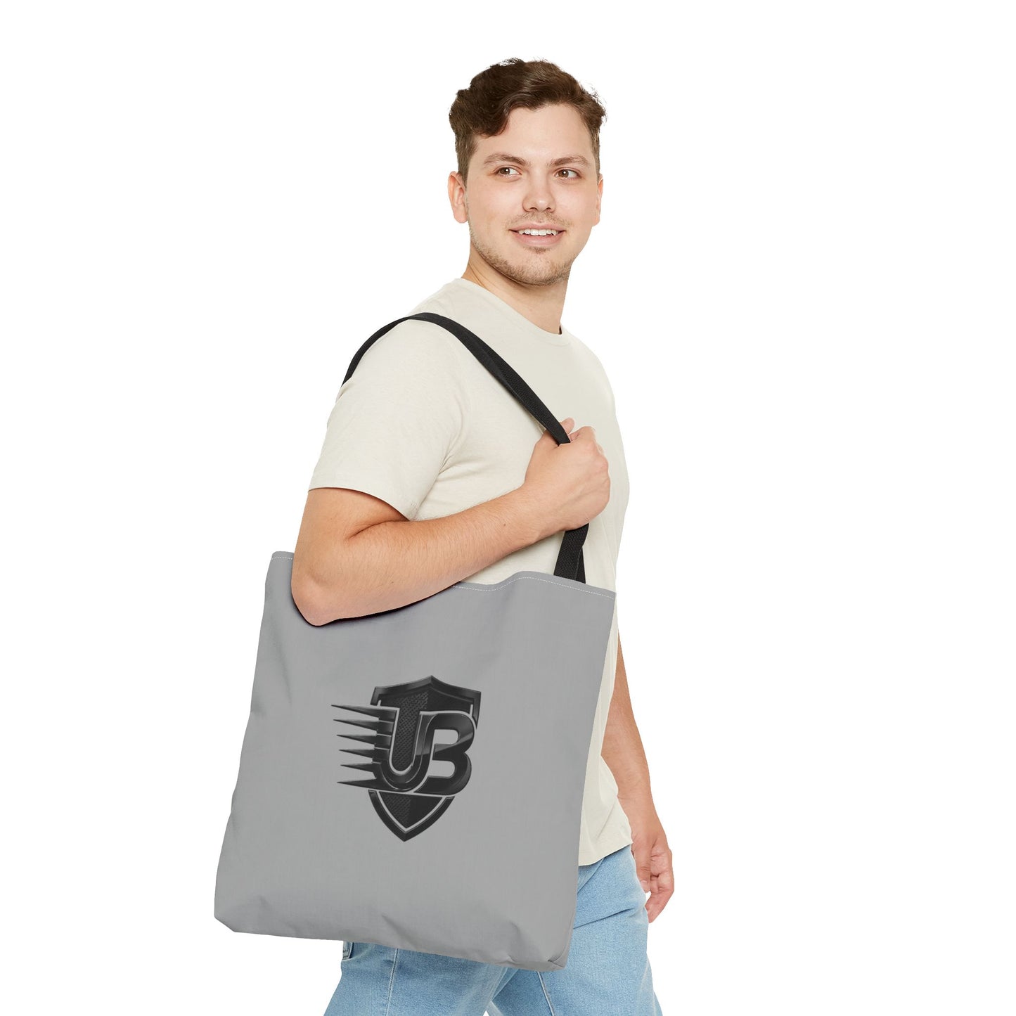 Urban Shield Logo Tote Bag — Branded Grey All-Over Print Tote