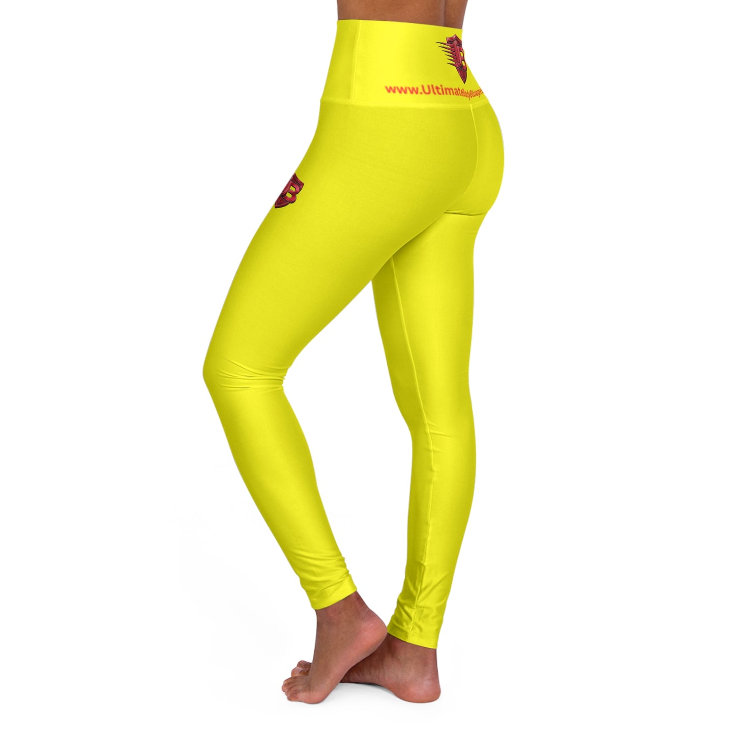High-Waisted Yoga Leggings – Bright Yellow Performance Leggings with Small Butterfly Logo