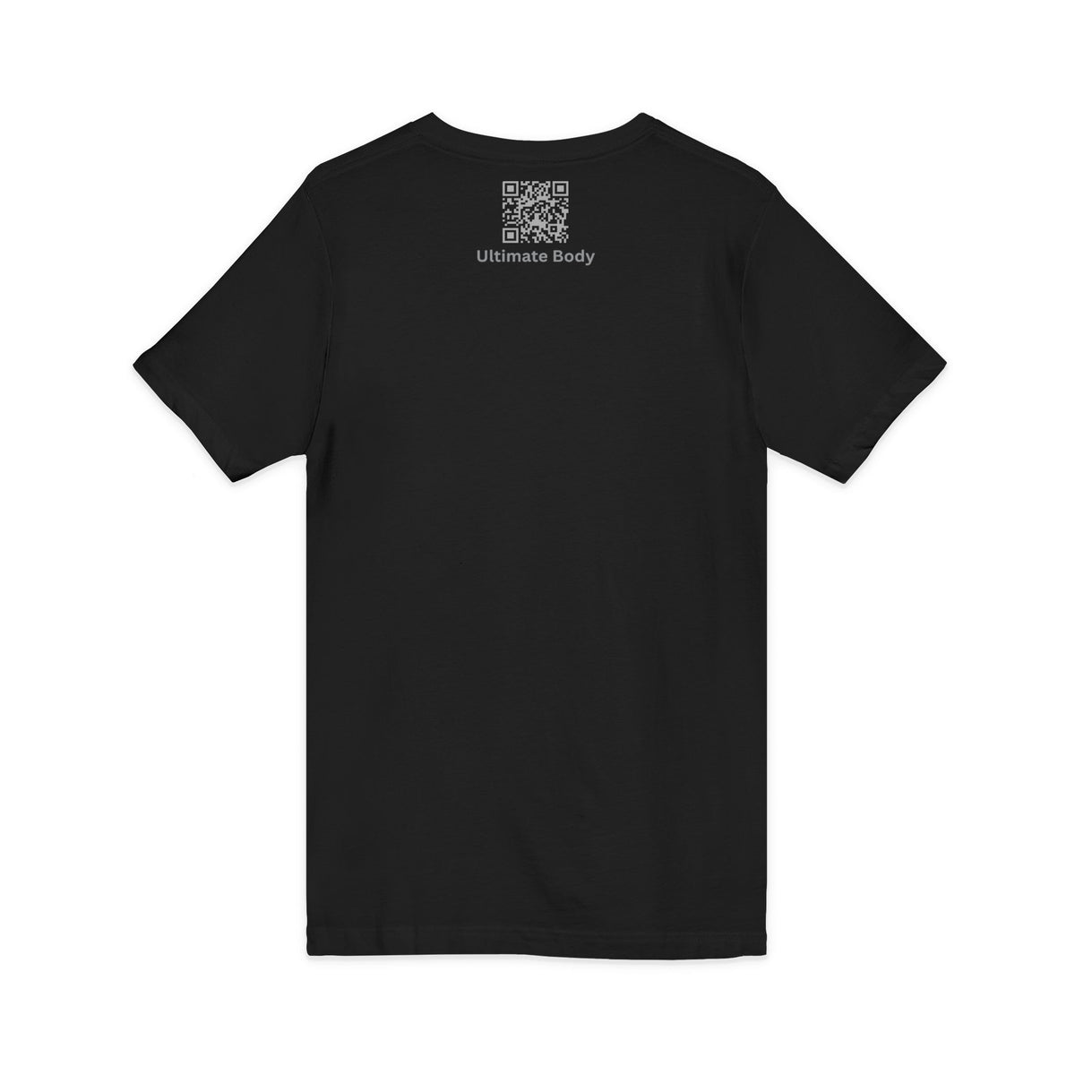 V-Neck Tee — 'Ultimate Body' QR Chest & Back Minimalist Fitness Design