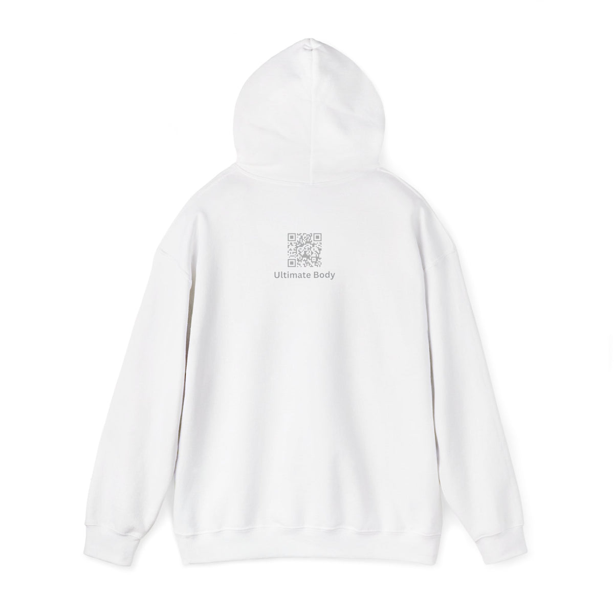 Minimal Silver Shield Hoodie — "Ultimate Body" Chest & Back Logo Hooded Sweatshirt