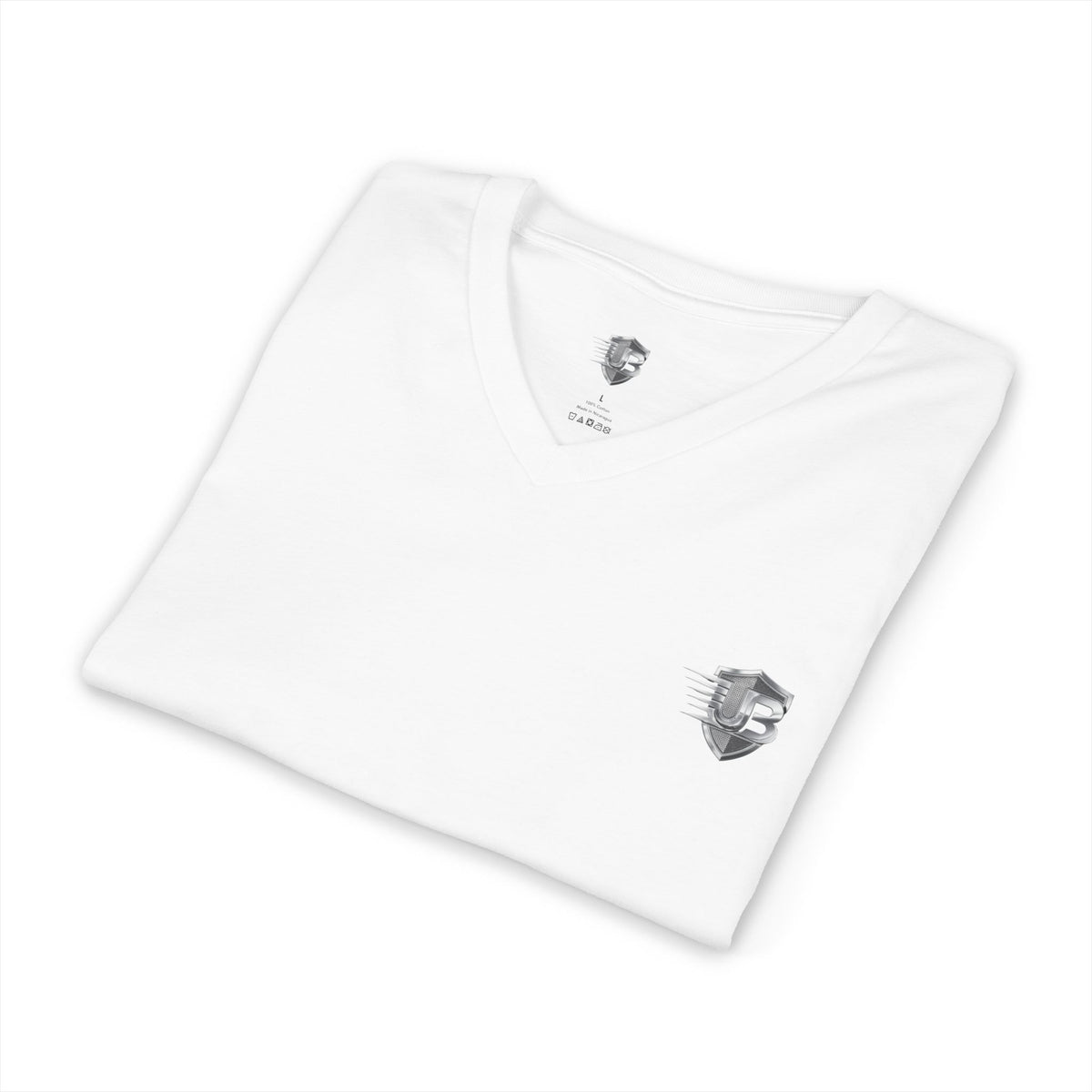 V-Neck Fitness Tee with 'Ultimate Body' QR Back & Shield Logo