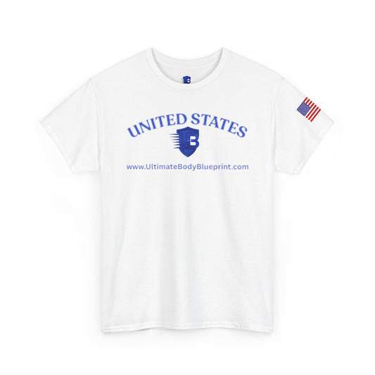 United States Logo T-Shirt — USA Flag Sleeve Tee with 'United States' Text