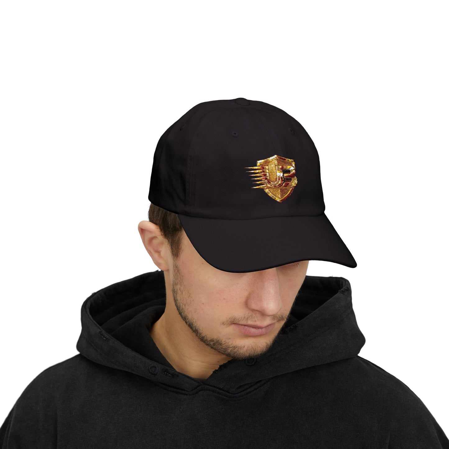Gold Shield Logo Dad Cap — Classic Embroidered Baseball Hat