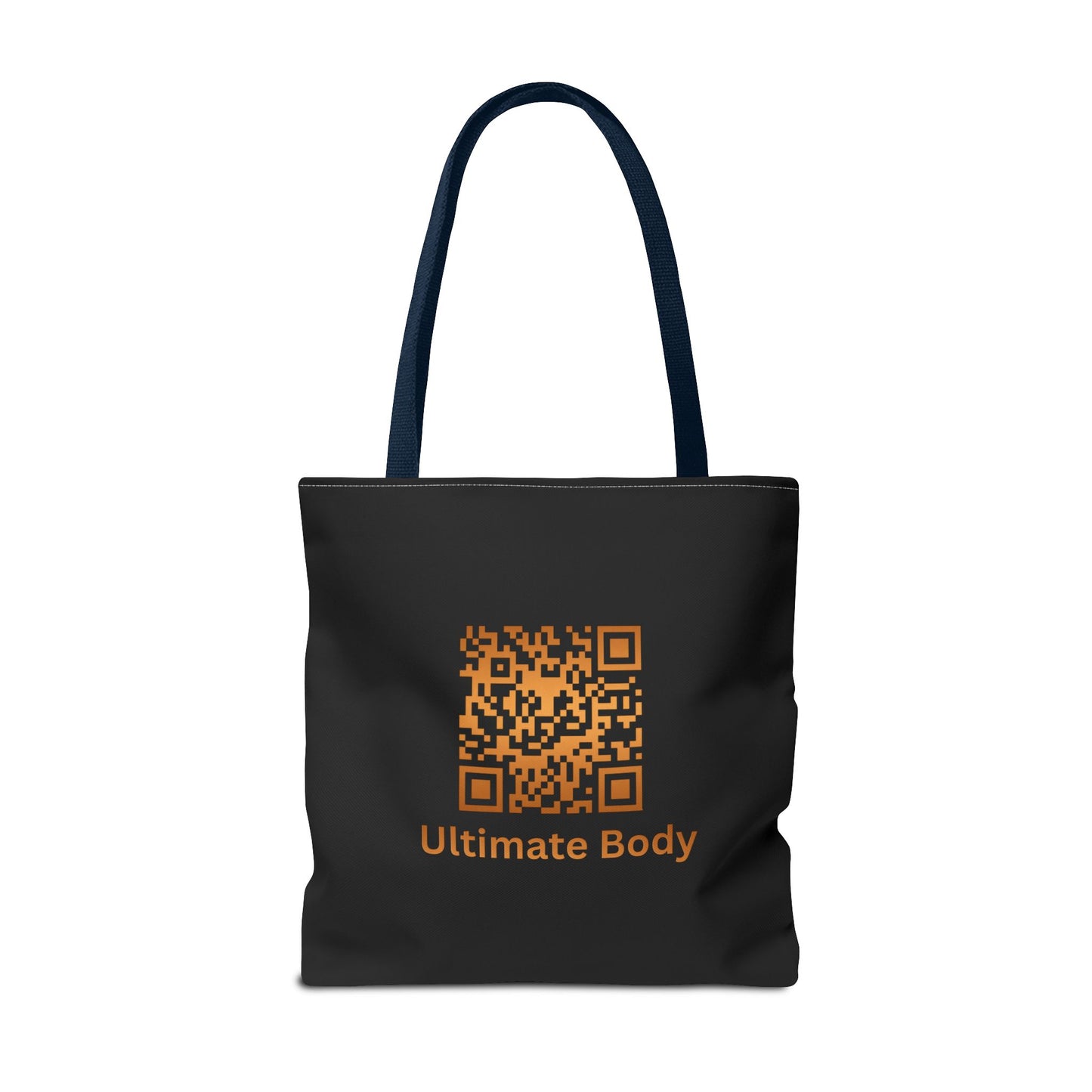 Ultimate Body QR Tote Bag — Black Logo Shield Design