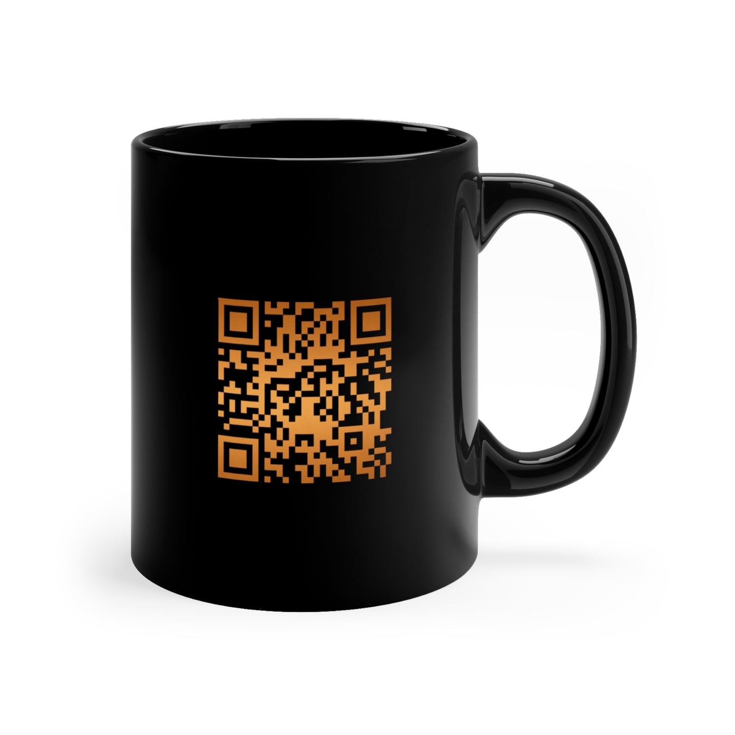 Gold Shield Logo Black Coffee Mug – 11oz Branded Emblem Ceramic Cup