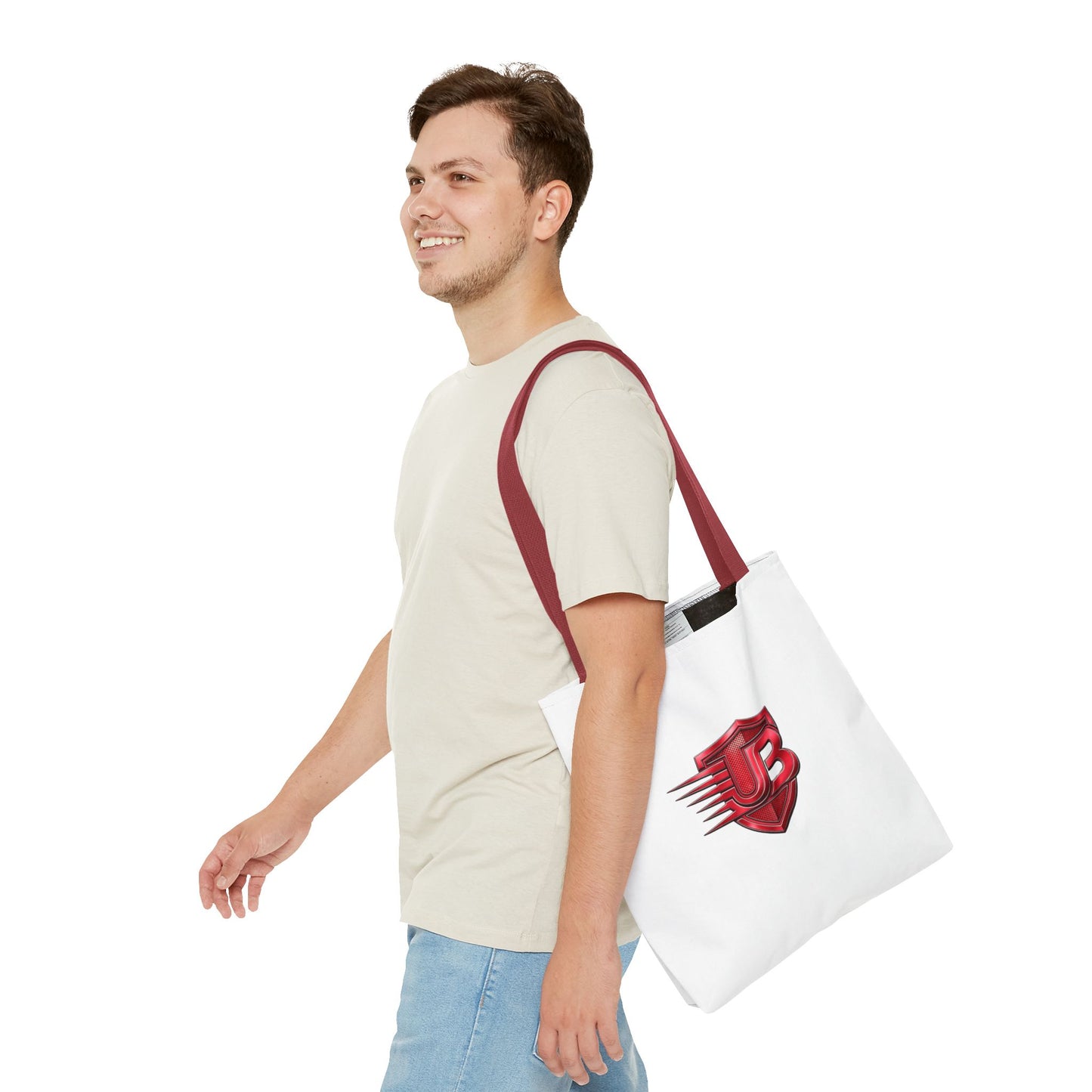 Red Shield JB Logo Tote Bag — Branded Lightweight Cotton Carryall
