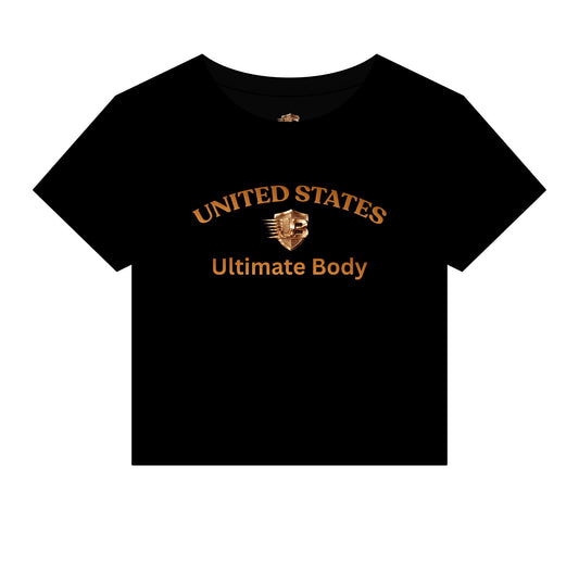 Women's Baby Tee — "United States Ultimate Body" Graphic Crop Top