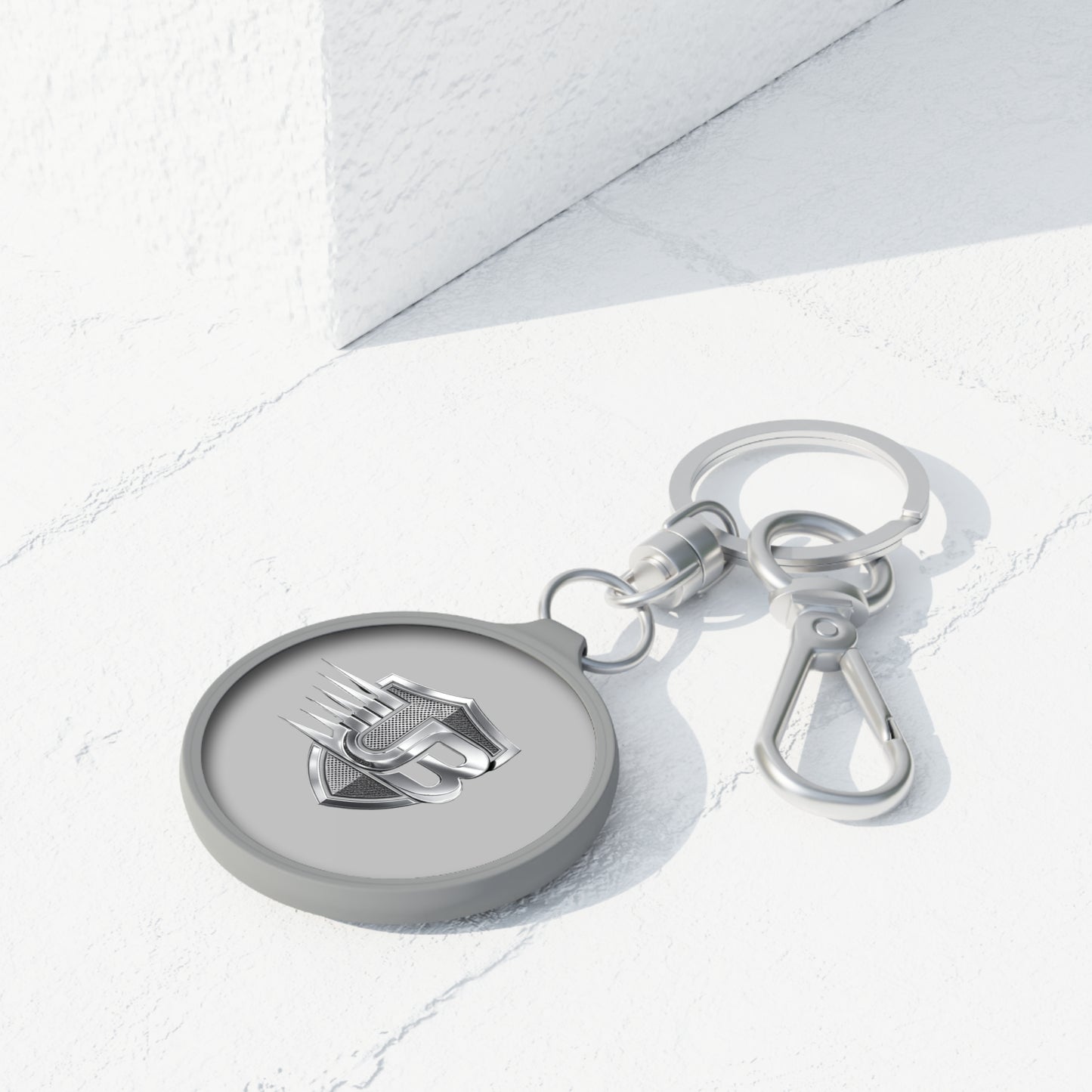 Metal Keyring Tag with Shield Logo — Customizable Keychain for Drivers & Gifts