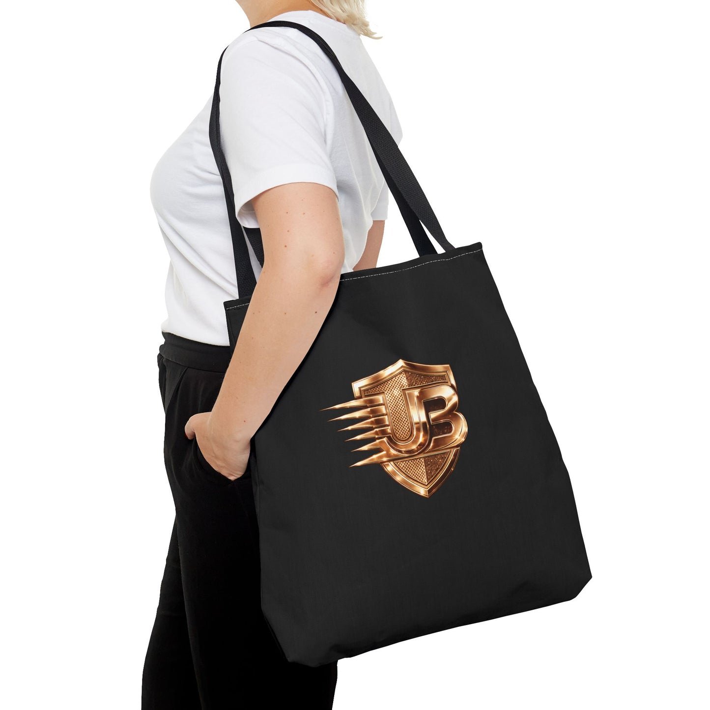 Ultimate Body QR Tote Bag — Black Logo Shield Design