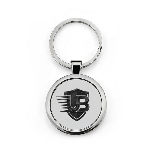 Stainless Steel Round Keychain — Shielded UB Logo Key Ring