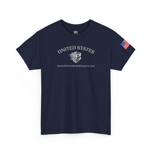 United States Shield T‑Shirt — Patriotic Flag Sleeve Tee