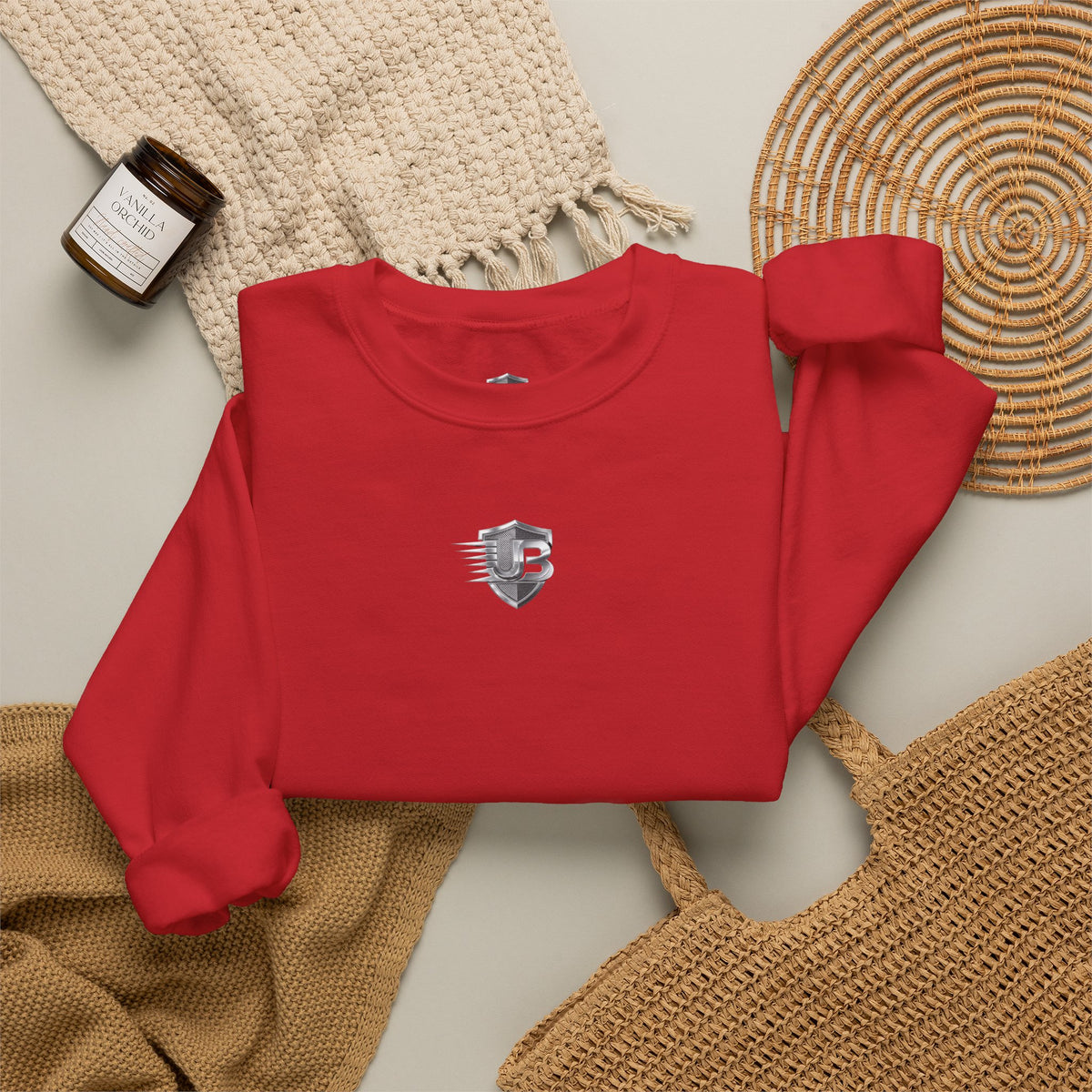 Crewneck Sweatshirt — Small Shield Logo Front & QR Code "Ultimate Body" Back
