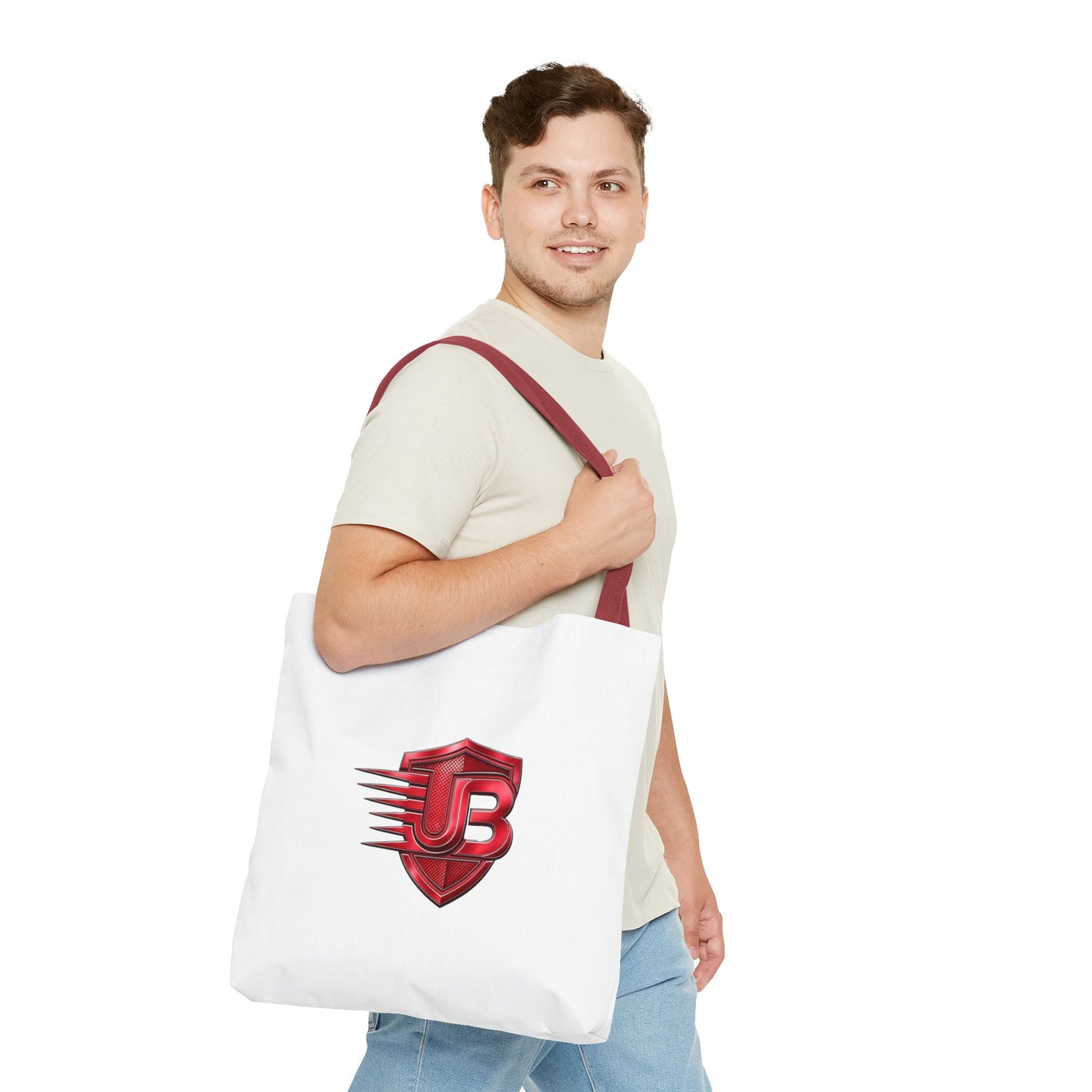 Red Shield JB Logo Tote Bag — Branded Lightweight Cotton Carryall