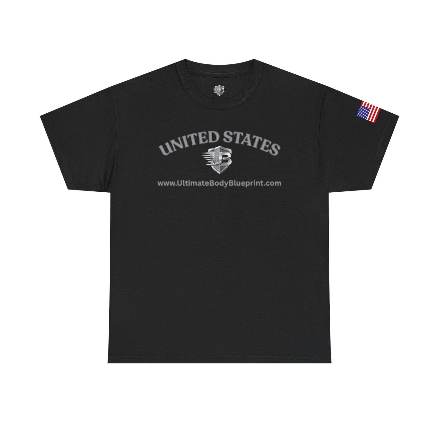 United States Shield Logo T-Shirt — Patriotic American Flag Sleeve Tee