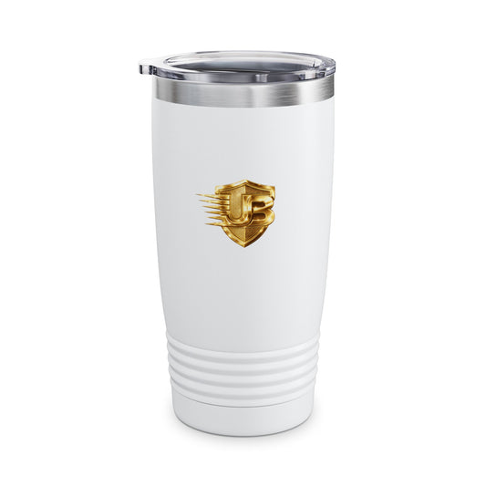 20oz Ringneck Tumbler — Gold Racing Shield Logo Stainless Travel Cup