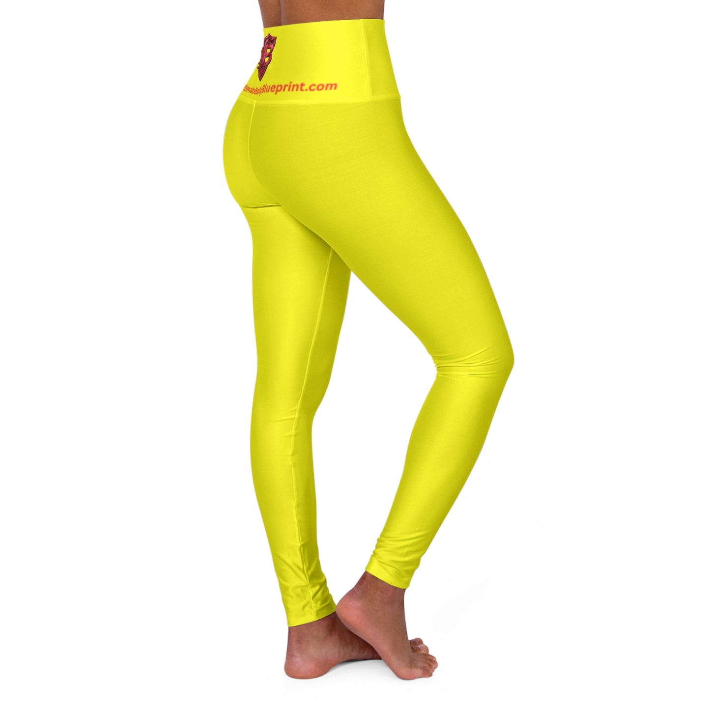 High-Waisted Yoga Leggings – Bright Yellow Performance Leggings with Small Butterfly Logo