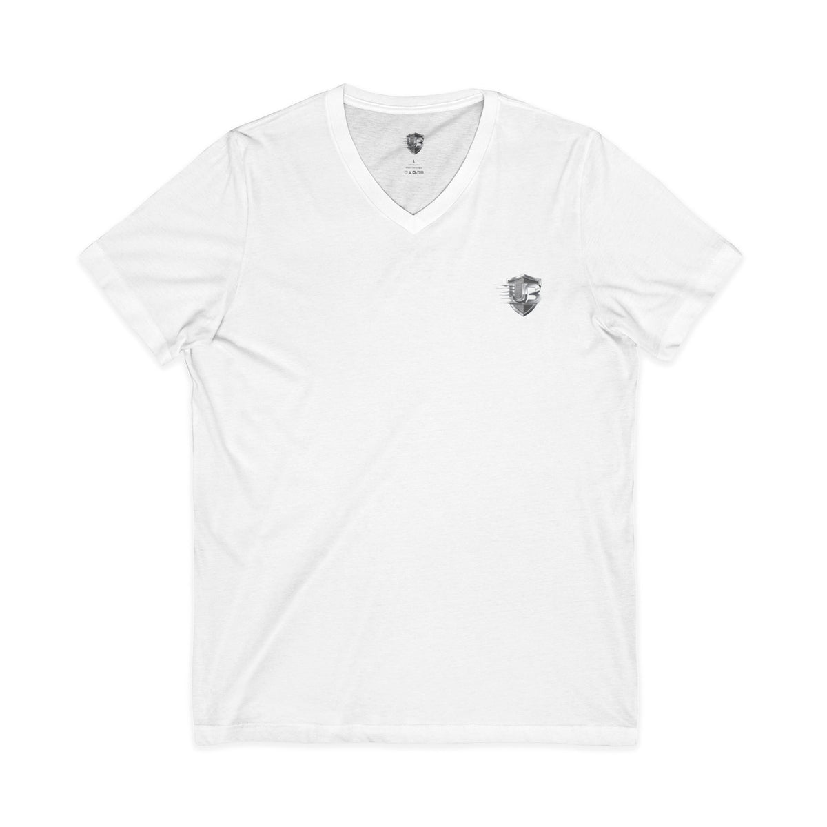 V-Neck Fitness Tee with 'Ultimate Body' QR Back & Shield Logo