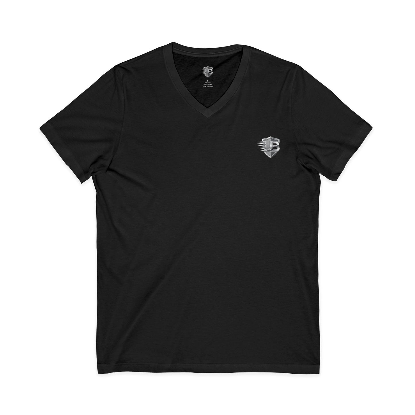 V-Neck Tee — 'Ultimate Body' QR Chest & Back Minimalist Fitness Design