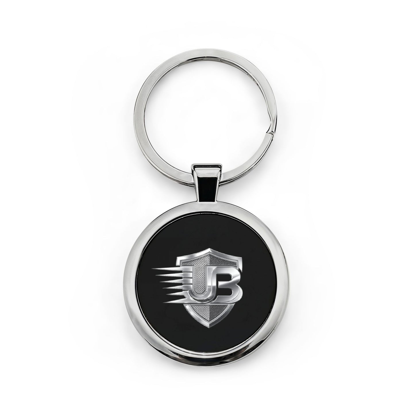 Stainless Steel Round Keychain — Racing Shield JB Emblem