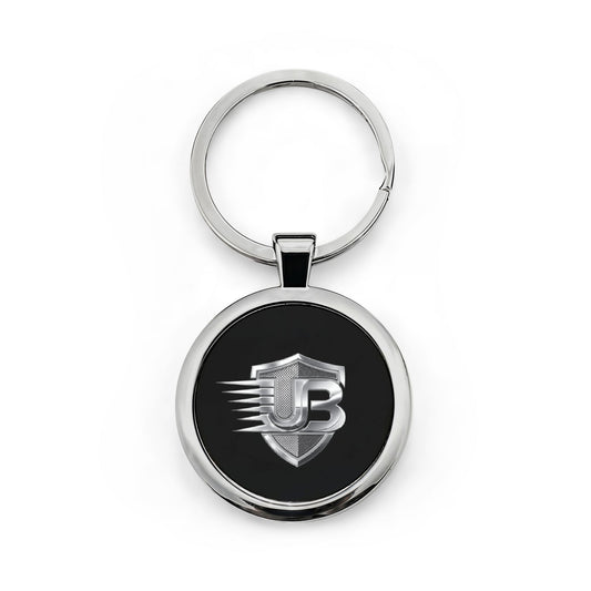 Stainless Steel Round Keychain — Racing Shield JB Emblem