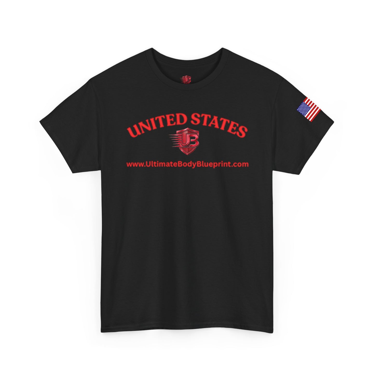 United States Flag T-Shirt — Patriotic Black Tee with Red USA Crest