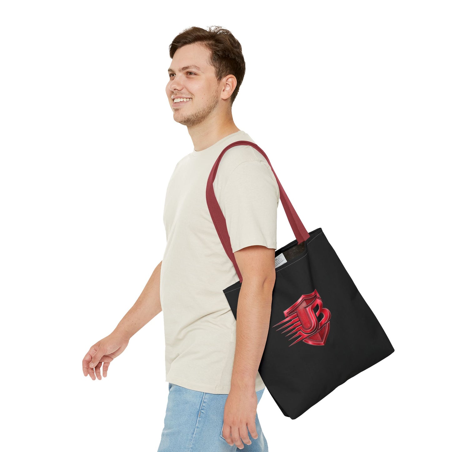 Speed Shield Logo Tote Bag — Black & Red Branded AOP Tote