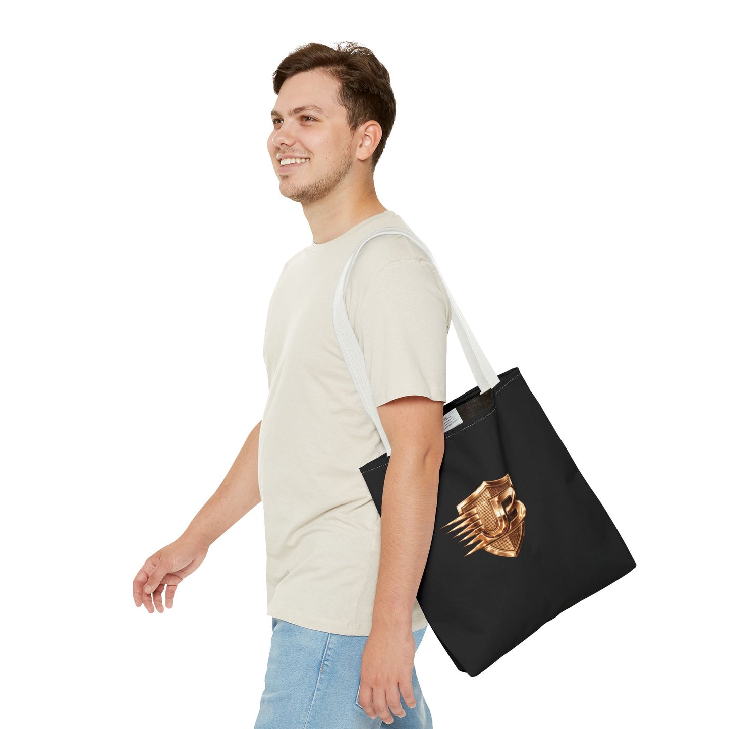 Ultimate Body QR Tote Bag — Black Logo Shield Design