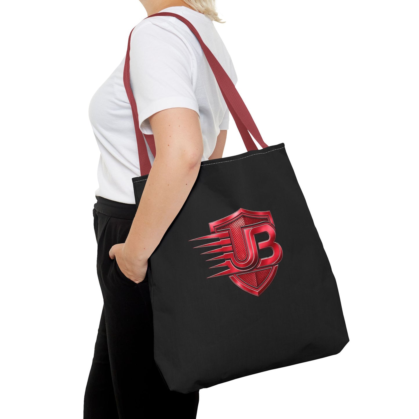 Speed Shield Logo Tote Bag — Black & Red Branded AOP Tote