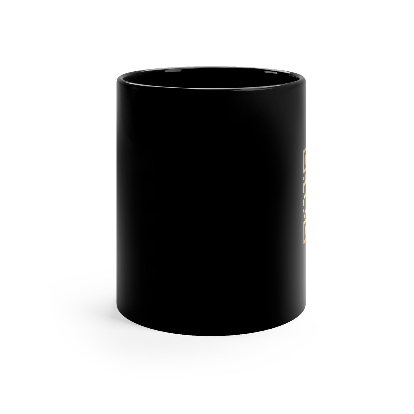 Gold Shield Logo Black Coffee Mug — 11oz Branded Emblem Ceramic Cup