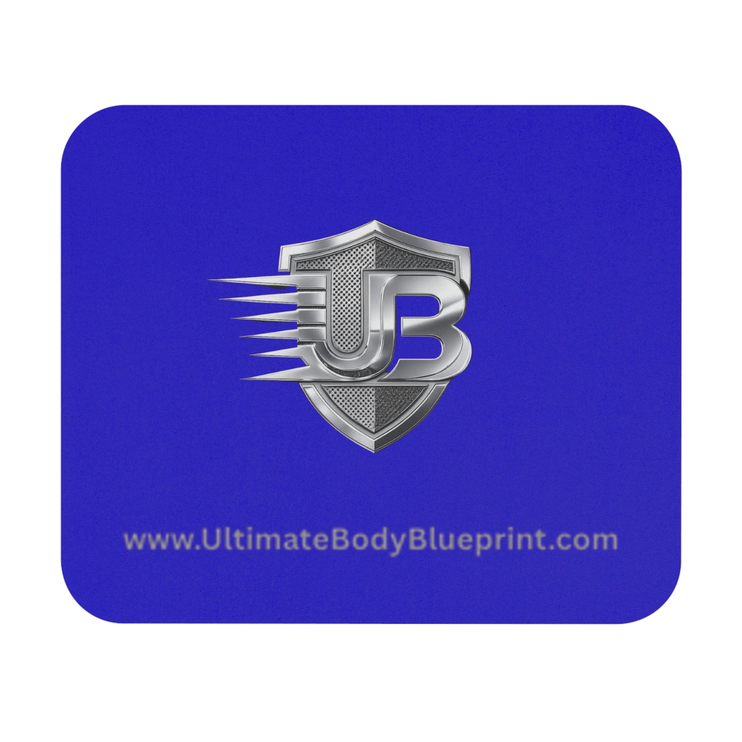 Blue Racing Shield Mouse Pad — Metallic UB Emblem Gaming Desk Mat