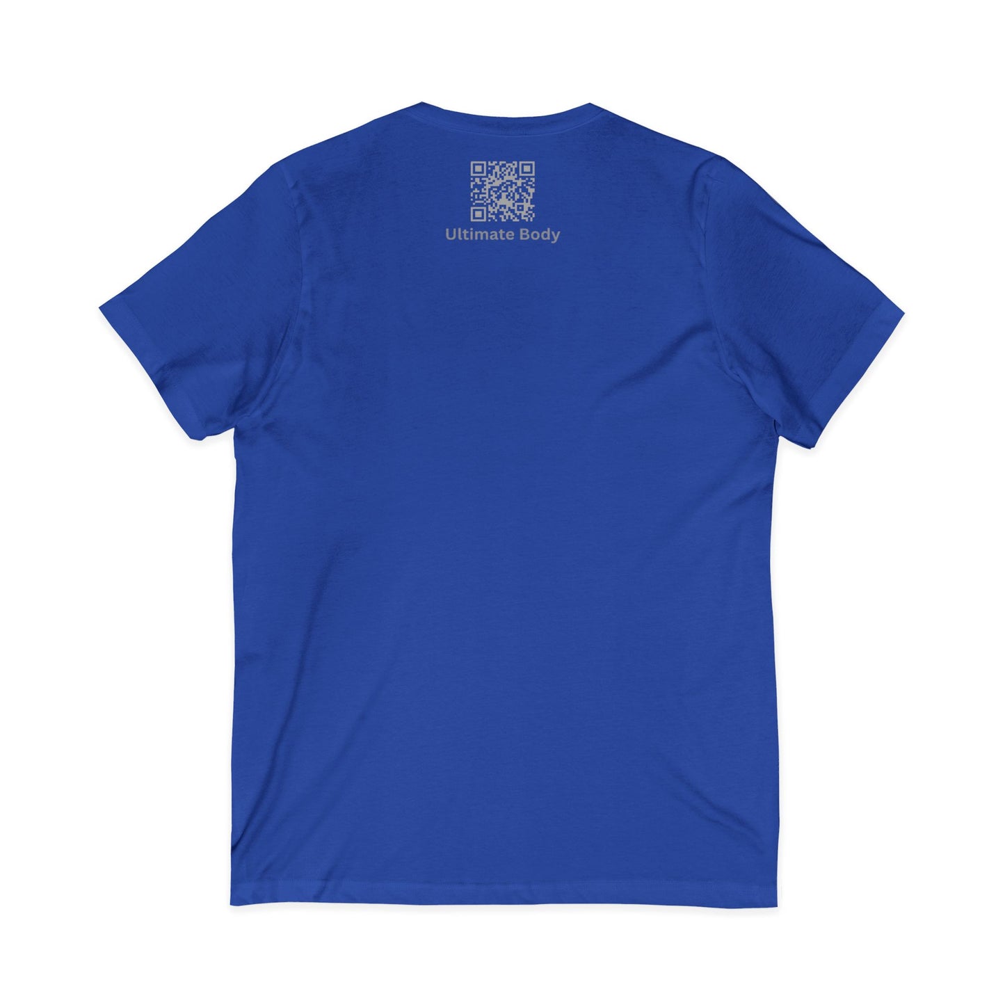 V-Neck T-Shirt — Subtle Chest Crest & QR Back Design