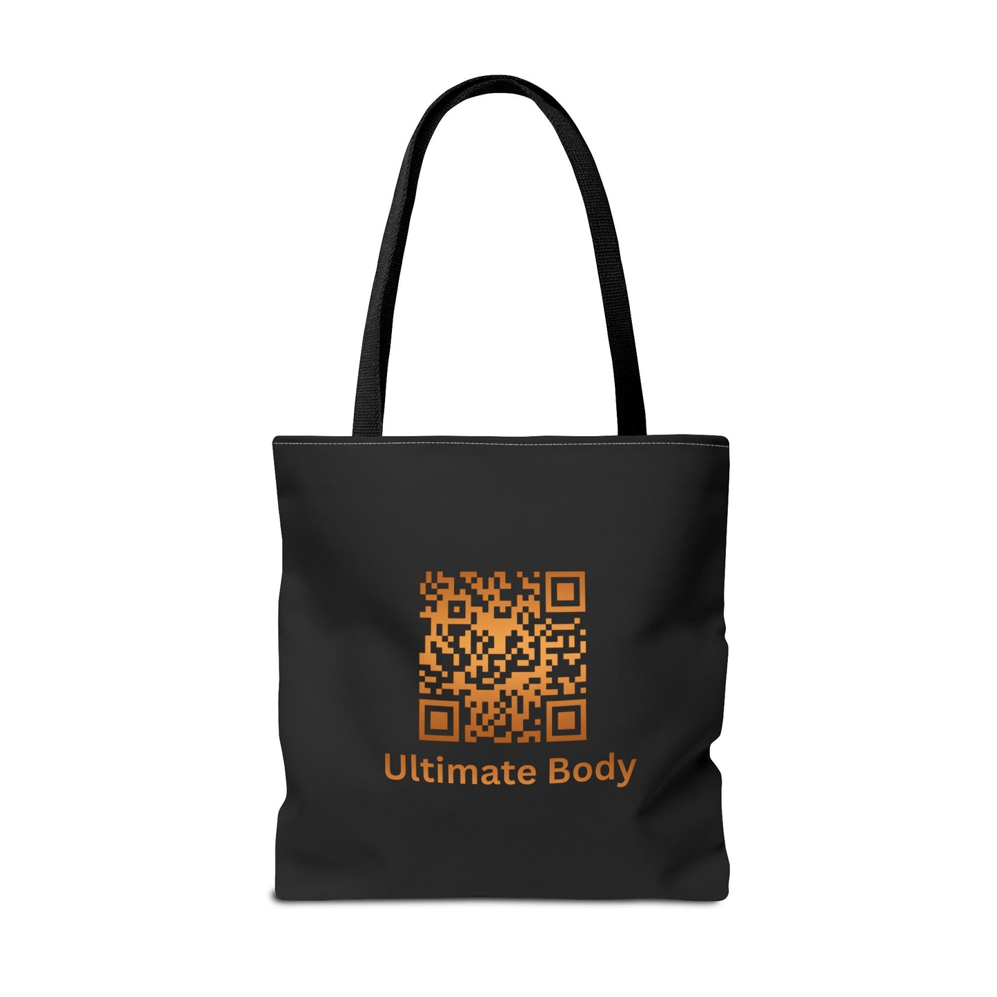 Ultimate Body QR Tote Bag — Black Logo Shield Design