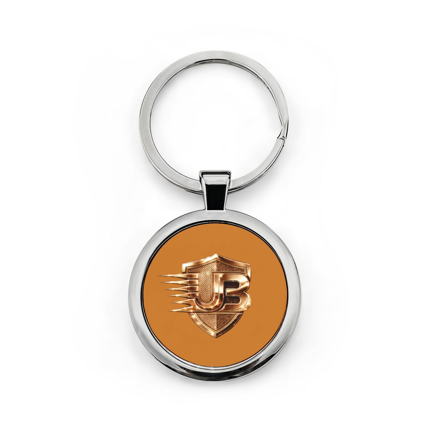 Keychain — Retro Racing Emblem Round Stainless Steel Keyring