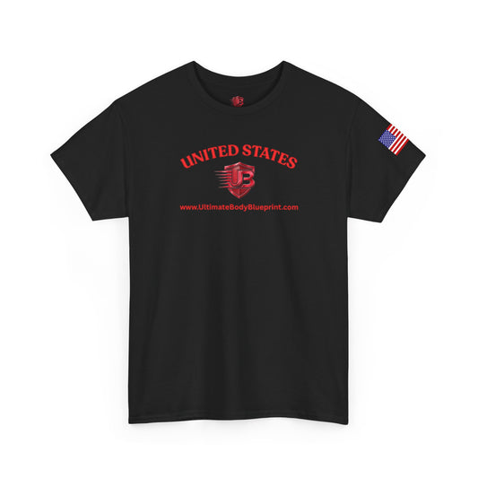 United States Flag T-Shirt — Patriotic Black Tee with Red USA Crest