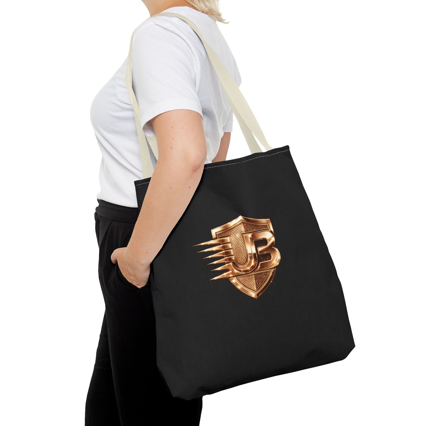 Ultimate Body QR Tote Bag — Black Logo Shield Design