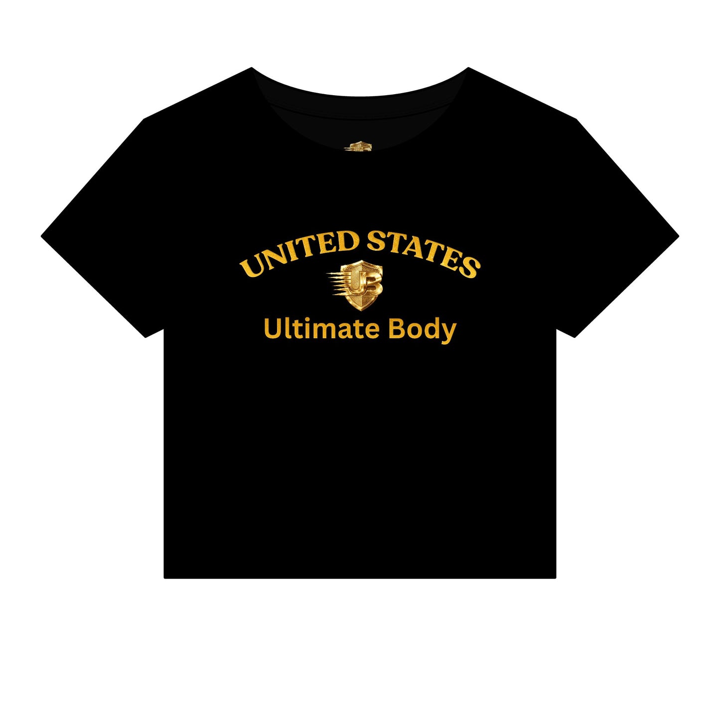 United States Ultimate Body Women's Crop Tee — Gold Foil Fitness Graphic