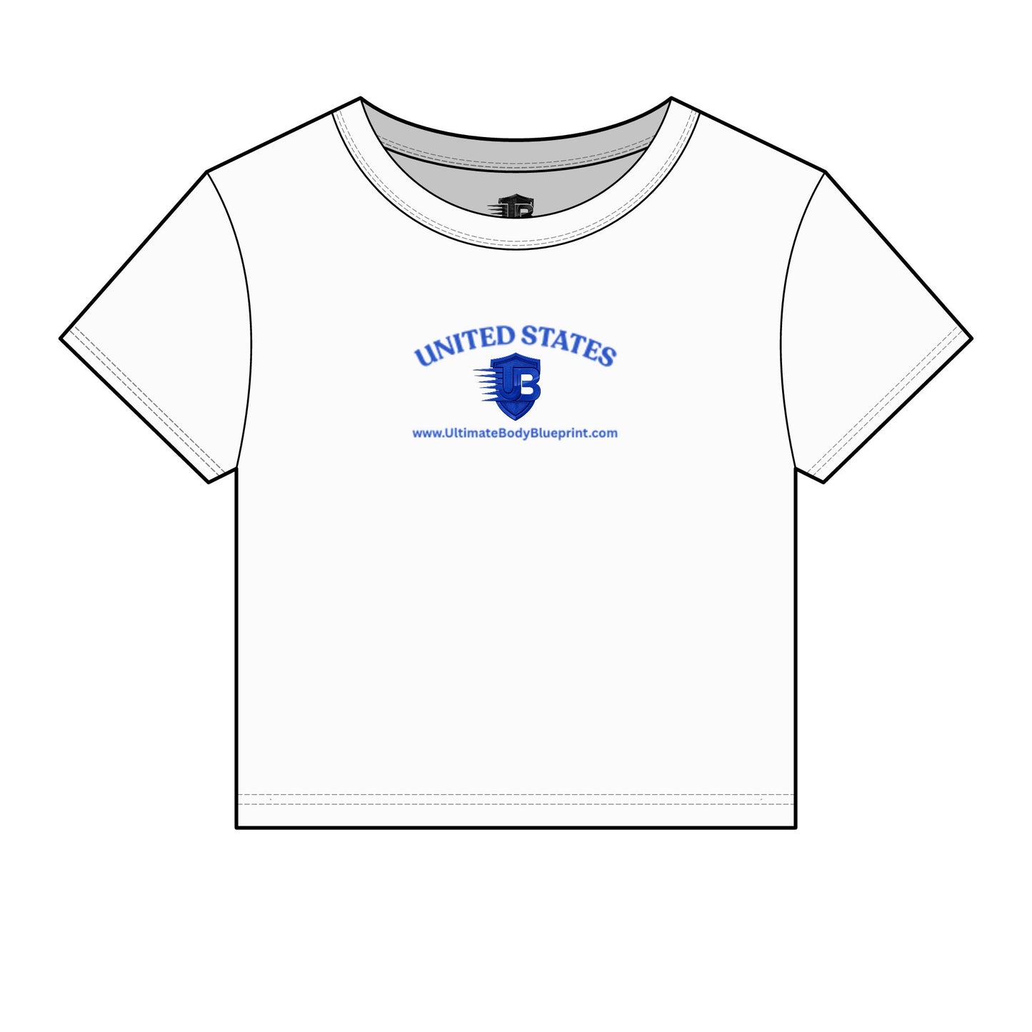 United States Ultimate Body Blueprint Logo Baby Tee — Women's Cropped Micro-Rib Tee