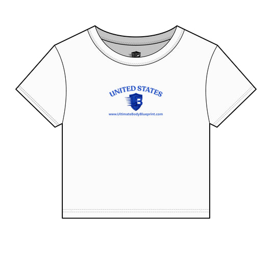 United States Ultimate Body Blueprint Logo Baby Tee — Women's Cropped Micro-Rib Tee