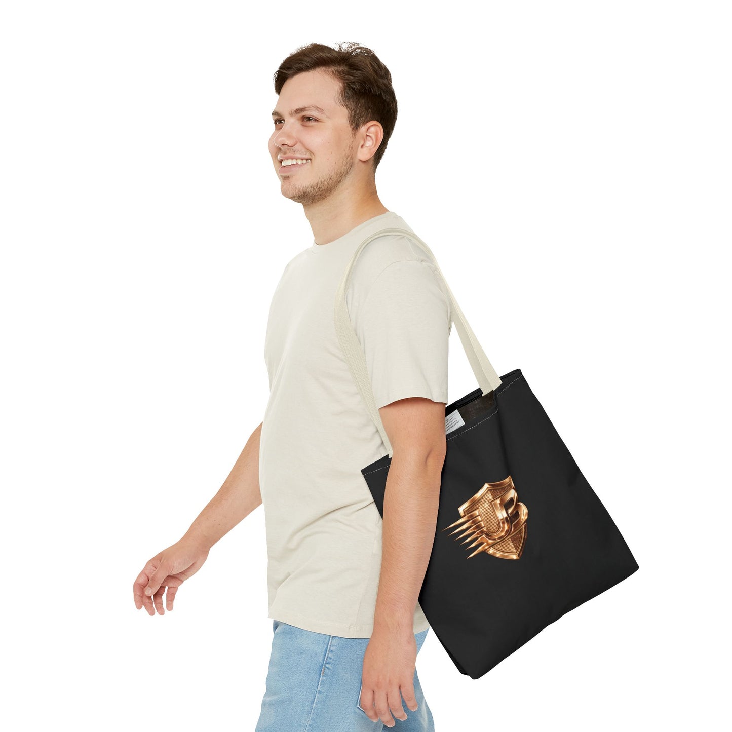 Ultimate Body QR Tote Bag — Black Logo Shield Design