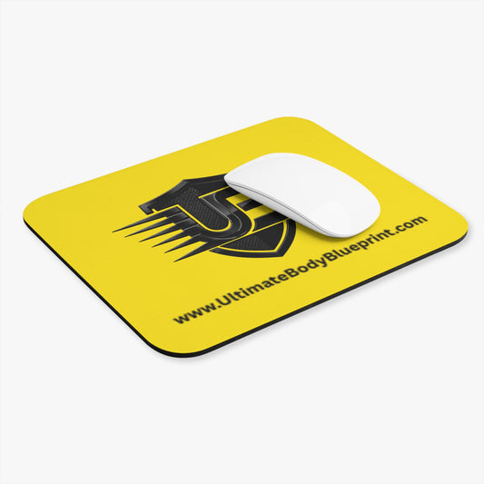 Yellow Racing Shield Mouse Pad — UB Logo Gaming Desk Mat