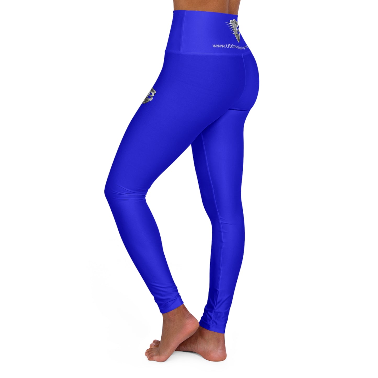 High-Waisted Yoga Leggings — Blue Logo Activewear